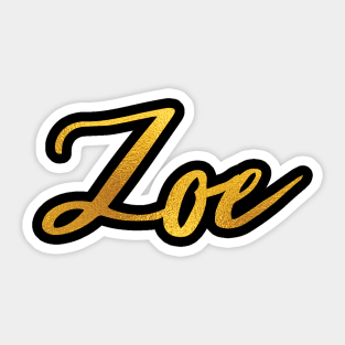 Zoe Name Hand Lettering in Faux Gold Letters Sticker